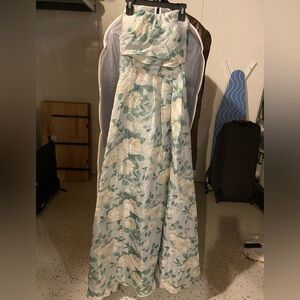 NWT Lulus Strapless Floral Dress in Green and Cream